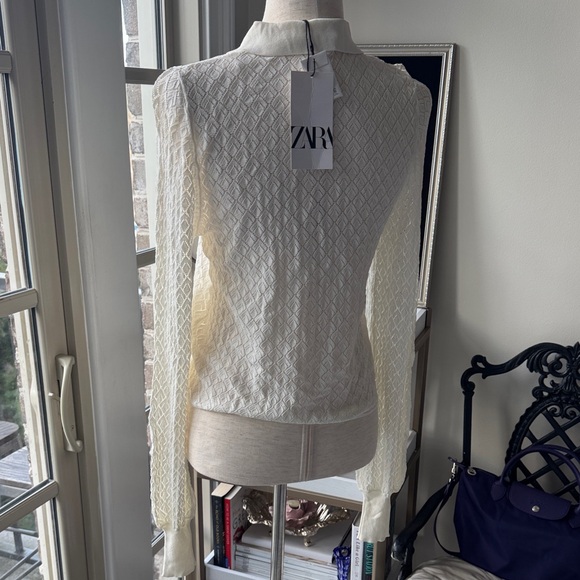 Zara Cream Textured Button Down Shirt - Picture 3 of 4